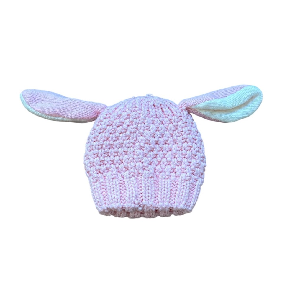Toby & Me Bunny Ear Beanie‎ Toddler Pink Excellent Knit Winter Hat SIZE 12-24M